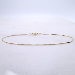 10K Yellow Gold 8” Box Link Bracelet Lobster Clasp .86g - New